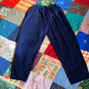 Navy Blue Nylon Stretch Pants